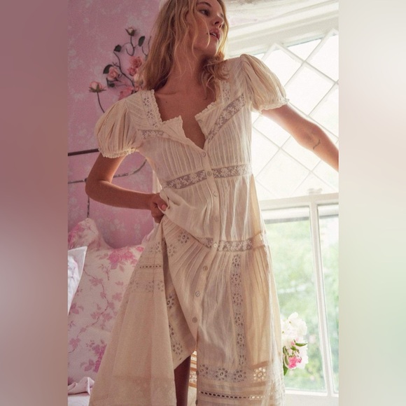 NEW Loveshackfancy Carabella Dress Ivory - Picture 4 of 15